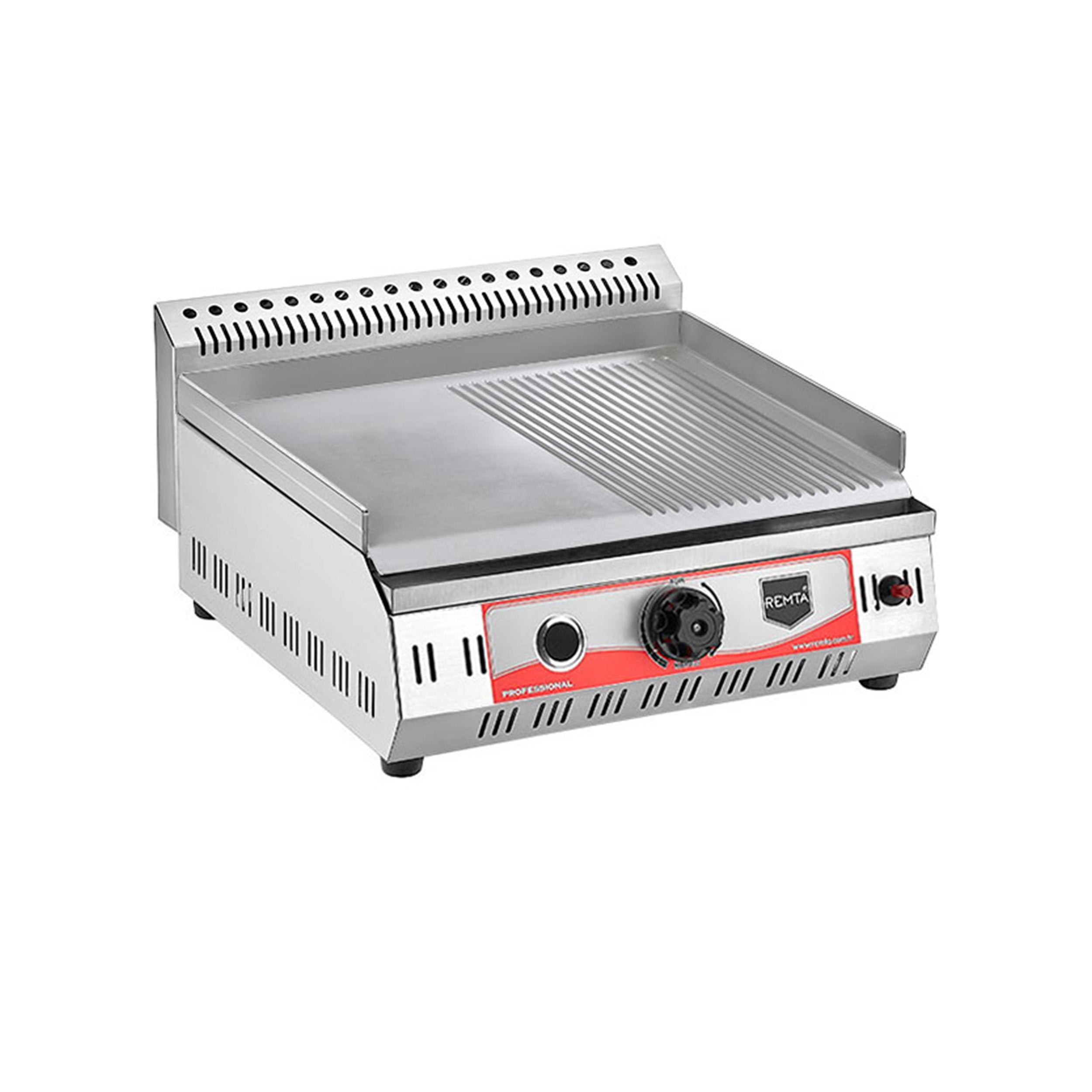 Remta Half Ribbed Stainless Gas Fry Top Plate - 50cm